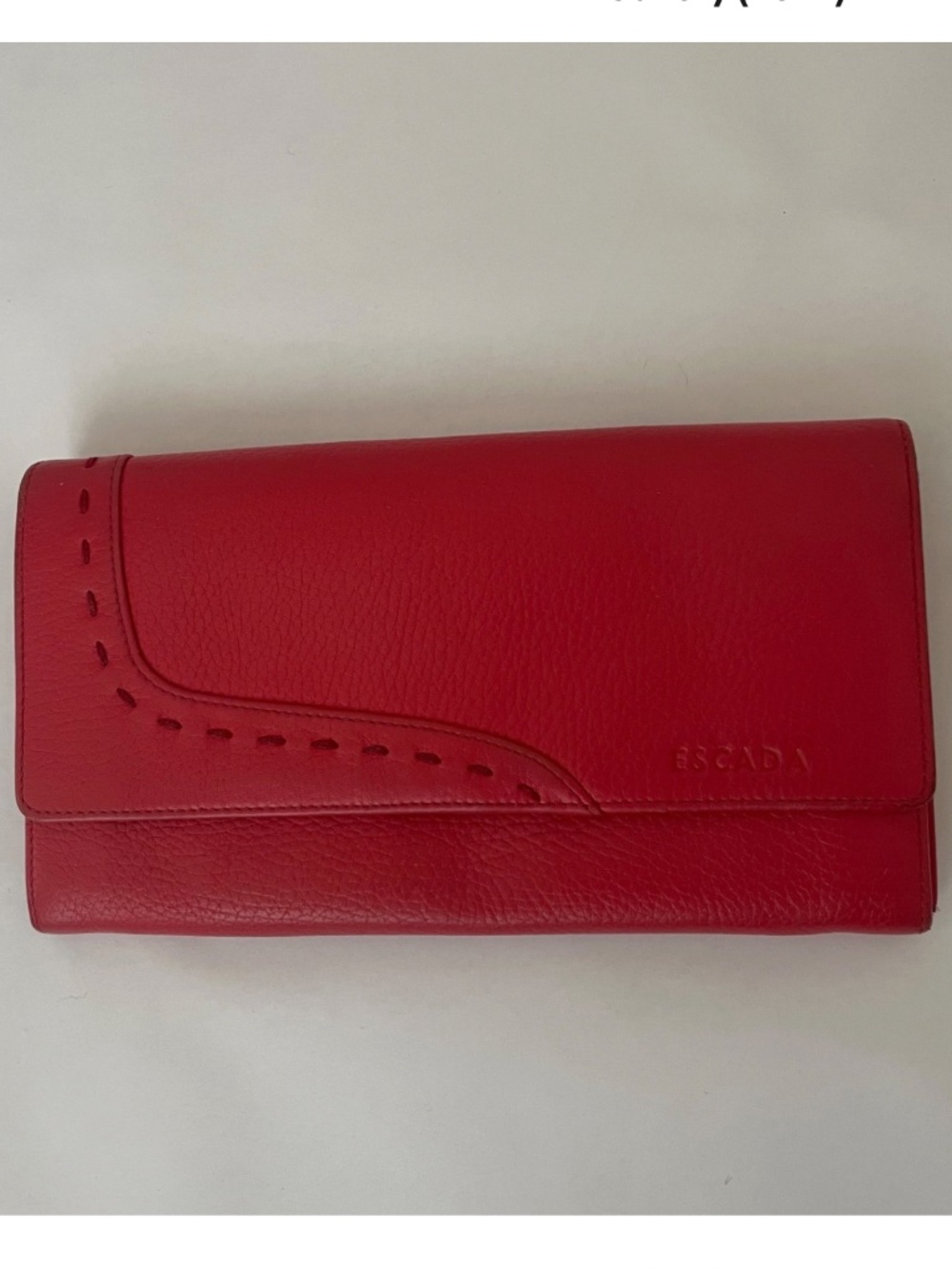 Vintage Escada Red Leather Long Fold Wallet or Clutch, 90s Y2K